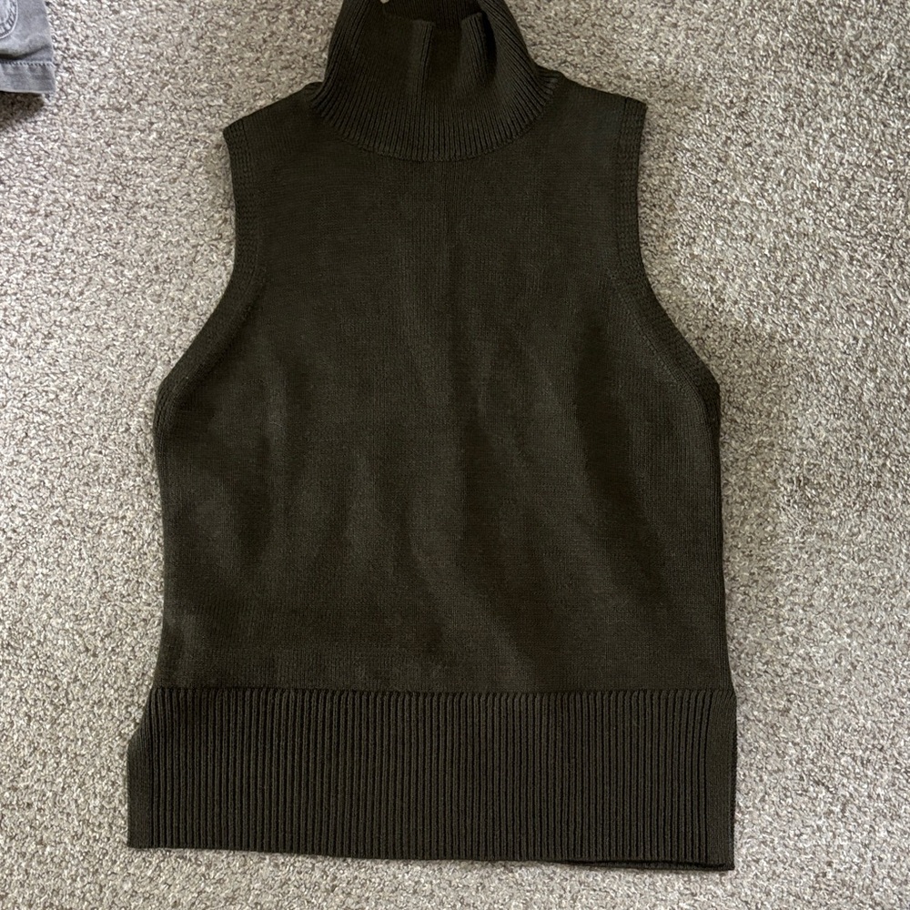 Aritzia Sleeveless Merino Turtleneck Sweater - Olive